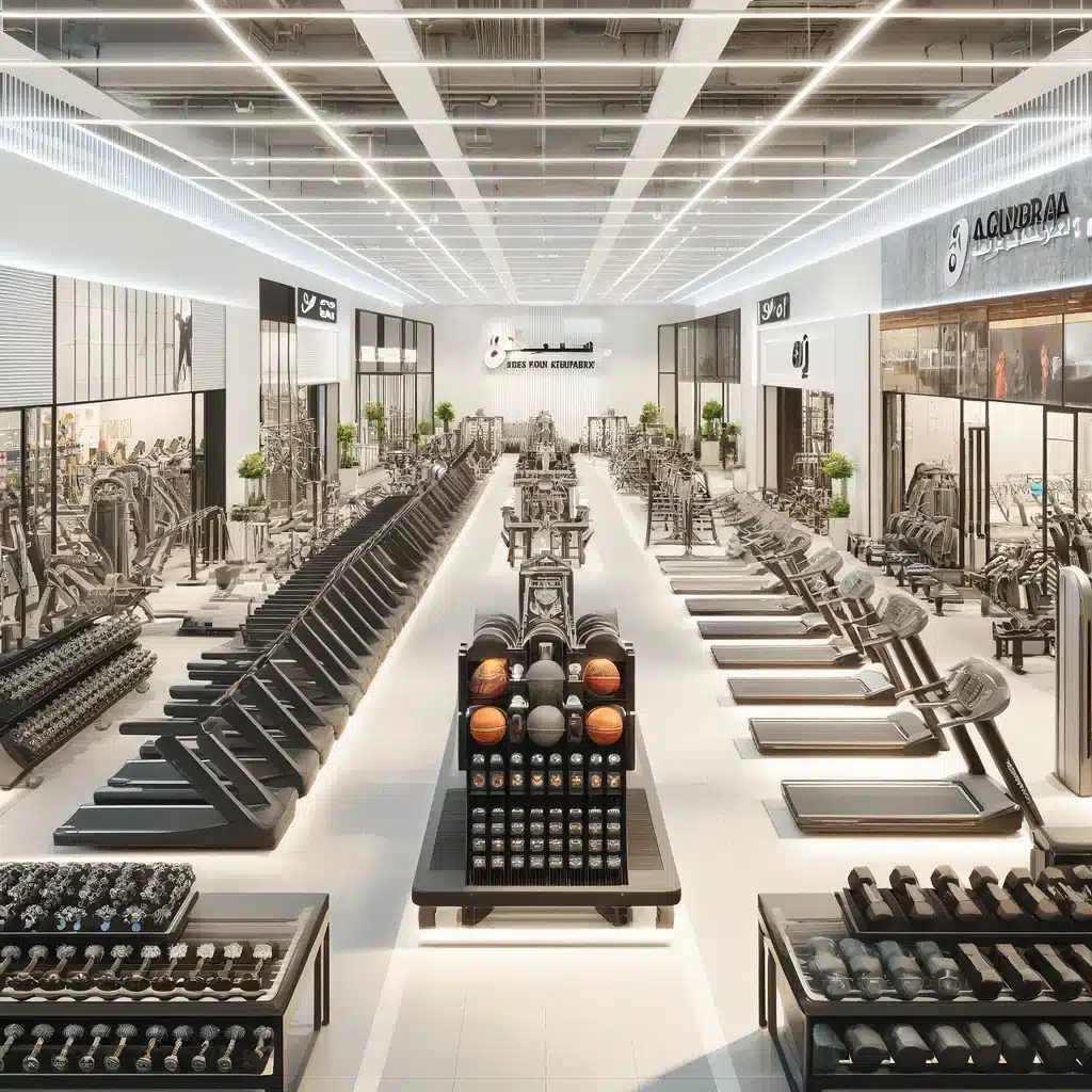 DALL E 2024 04 24 10 45 04 A modern and spacious gym equipment store in Saudi Arabia The store is filled with a variety of equipment such as treadmills weights and stationary 1024x