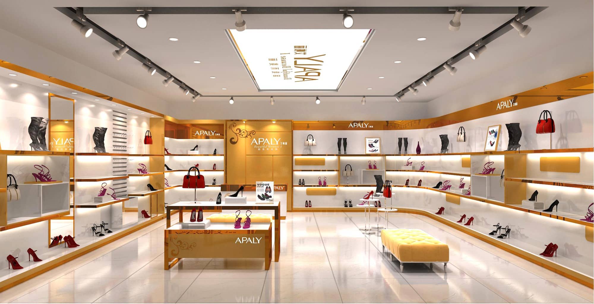 چیدمان داخلی مغازه کیف و کفش