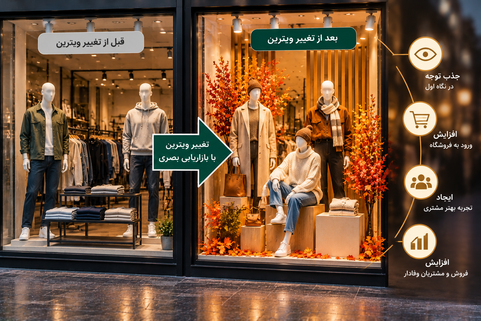 تغییر چیدمان ویترین مغازه