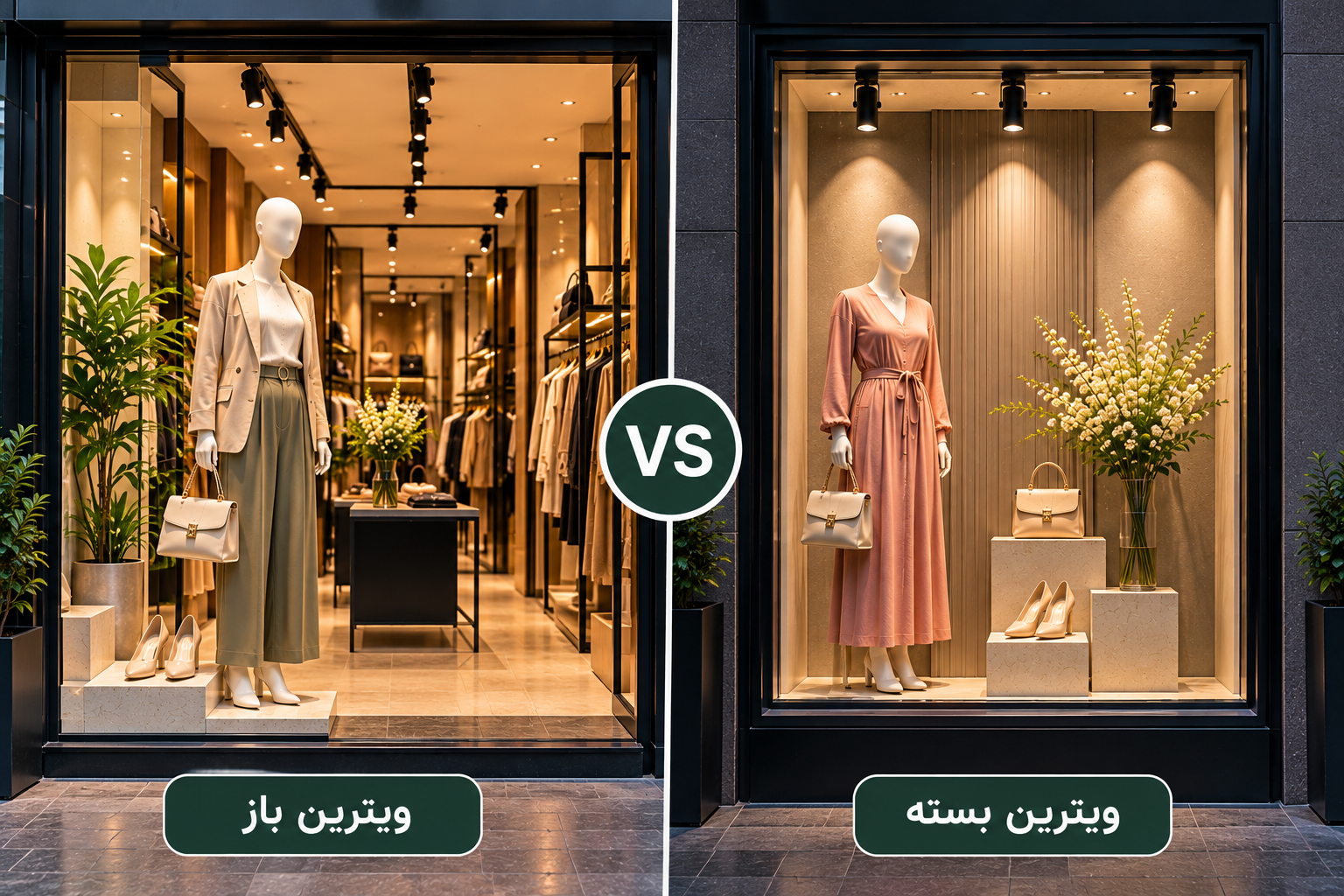 ویترین باز یا بسته برای مغازه کم عرض؟
