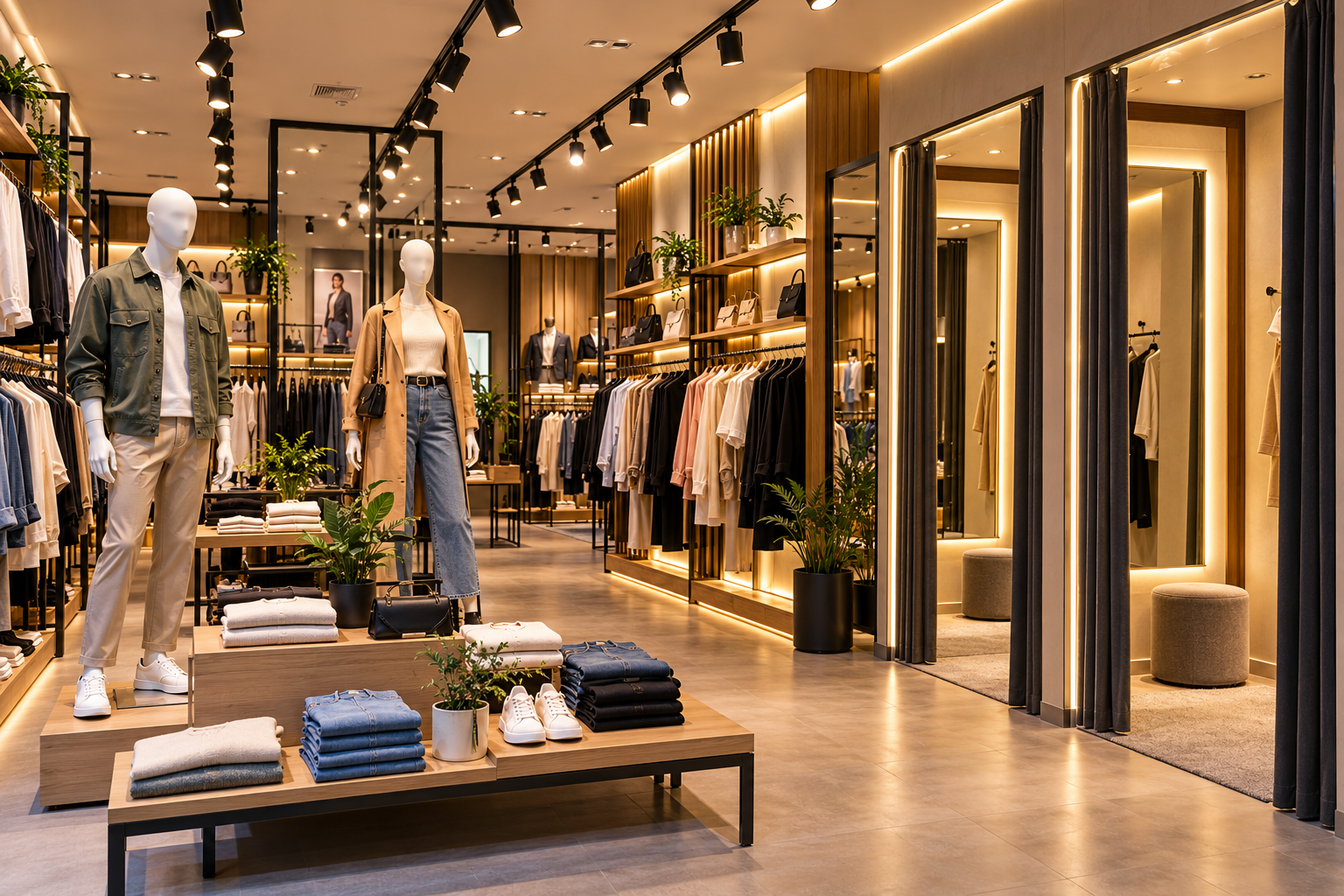 نورپردازی مغازه لباس مردانه